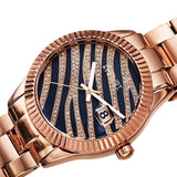 August Steiner Blue & Gold Zebra Pattern Dial Ladies Watch AS8276RGBU - The Watches Men & Co #2