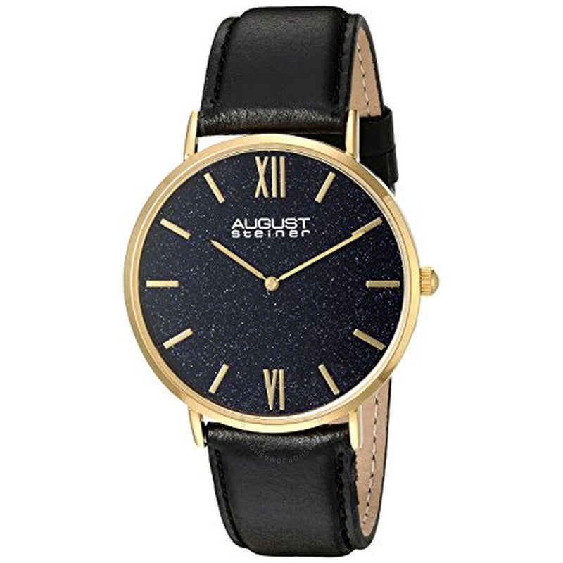 August Steiner Blue Sandstone Dial Black Leather Men's Watch AS8211YGBU - The Watches Men & Co