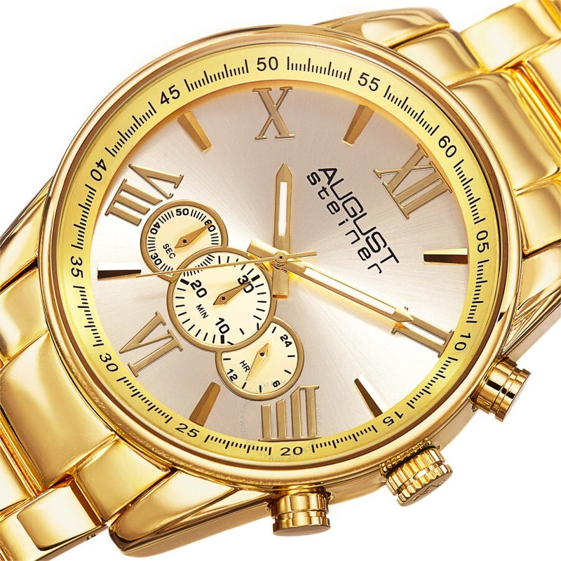 August Steiner Chronograph Quartz Gold Dial Men's Watch AS8163YG - The Watches Men & Co #2