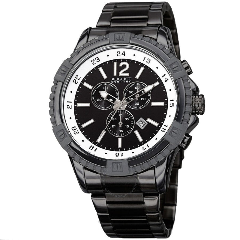 August Steiner Chronograph Quartz Black Dial Men's Watch AS8229BK - The Watches Men & Co