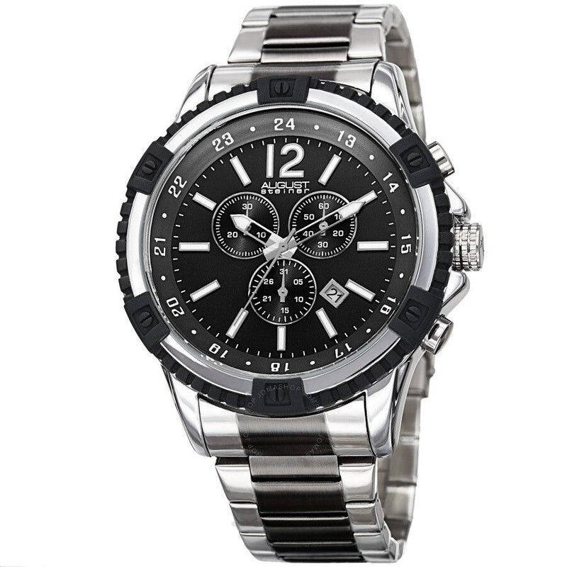 August Steiner Chronograph Quartz Black Dial Men's Watch AS8229TTB - The Watches Men & Co