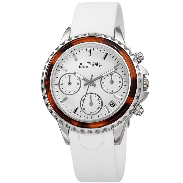 August Steiner Chronograph Quartz White Dial Ladies Watch AS8268WT - The Watches Men & Co