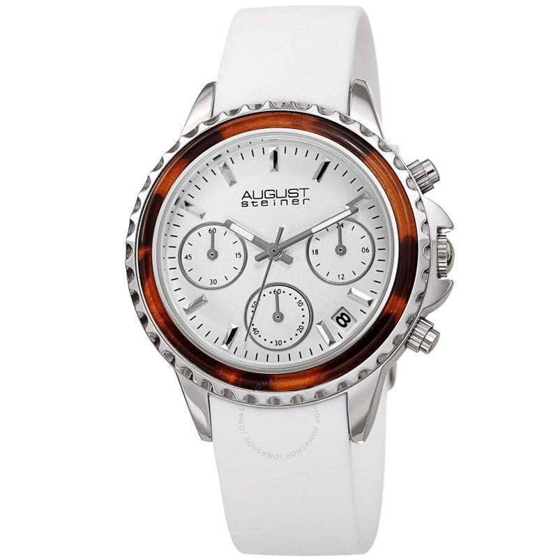 August Steiner Chronograph Quartz White Dial Ladies Watch AS8268WT - The Watches Men & Co