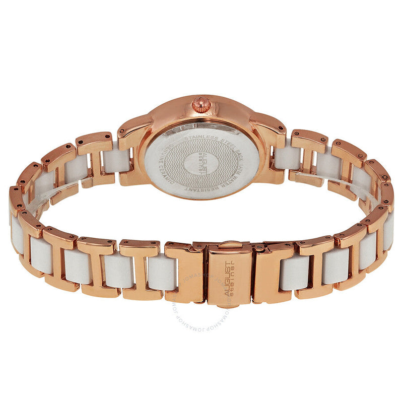 August Steiner Crystal Glitz Rose Gold-Tone and White Ceramic Ladies Watch AS8052RG - The Watches Men & Co #3