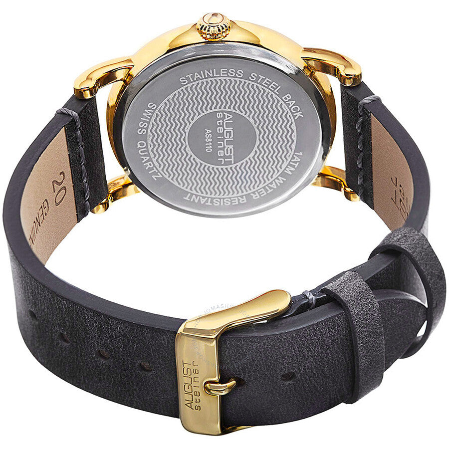 August Steiner Grey Black Leather Ladies  Watch AS8110YG - The Watches Men & Co #4
