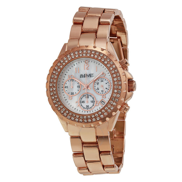 August Steiner Mother of Pearl Dial Rose Gold-tone Ladies Watch AS8031RG - The Watches Men & Co