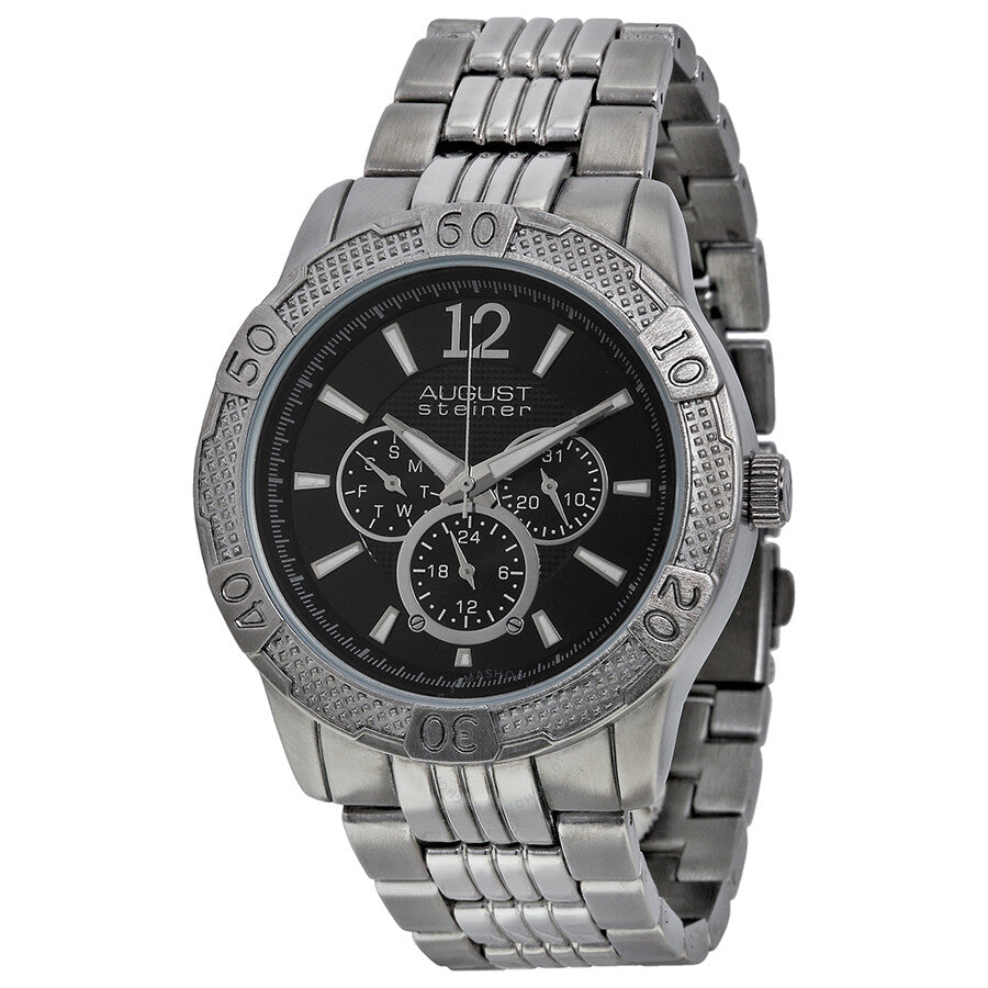 August Steiner Multi-Function Black Metal Men's Watch AS8058BK - The Watches Men & Co