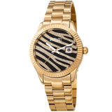 August Steiner Quartz Black & Gold Zebra Pattern Dial Ladies Watch AS8276YG - The Watches Men & Co