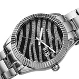 August Steiner Quartz Black & Silver Zebra Pattern Dial Ladies Watch AS8276SS - The Watches Men & Co #2