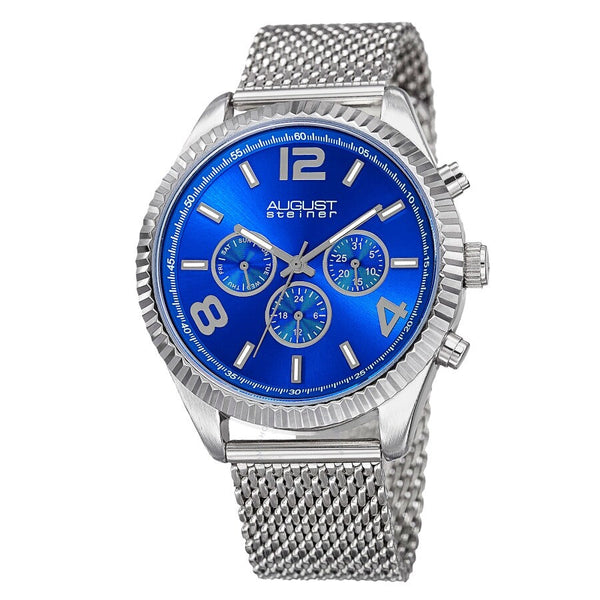 August Steiner Quartz Blue Dial Men's Watch AS8196SSBU - The Watches Men & Co