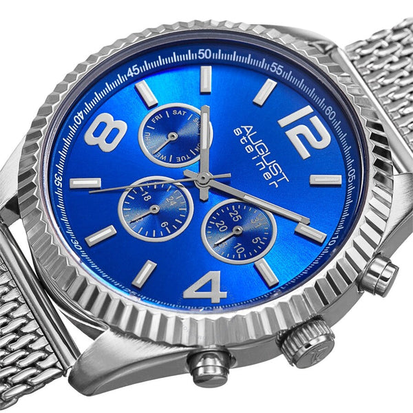 August Steiner Quartz Blue Dial Men's Watch AS8196SSBU - The Watches Men & Co #2
