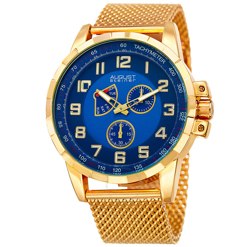 August Steiner Quartz Blue Dial Men's Watch AS8202YGBU - The Watches Men & Co