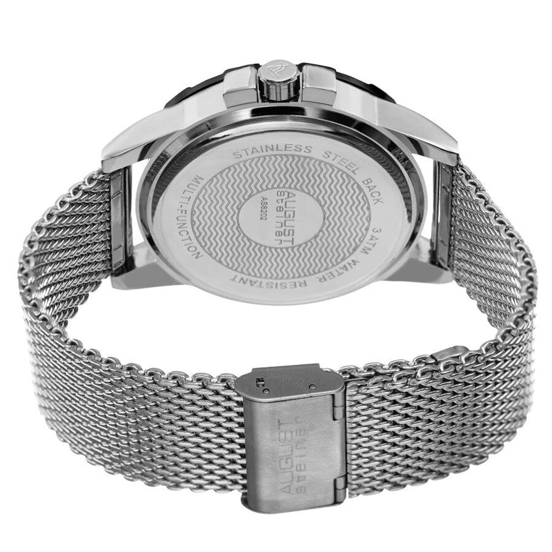 August Steiner Quartz Blue Dial Stainless Steel Mesh  Men's Watch AS8202SSBU - The Watches Men & Co #4