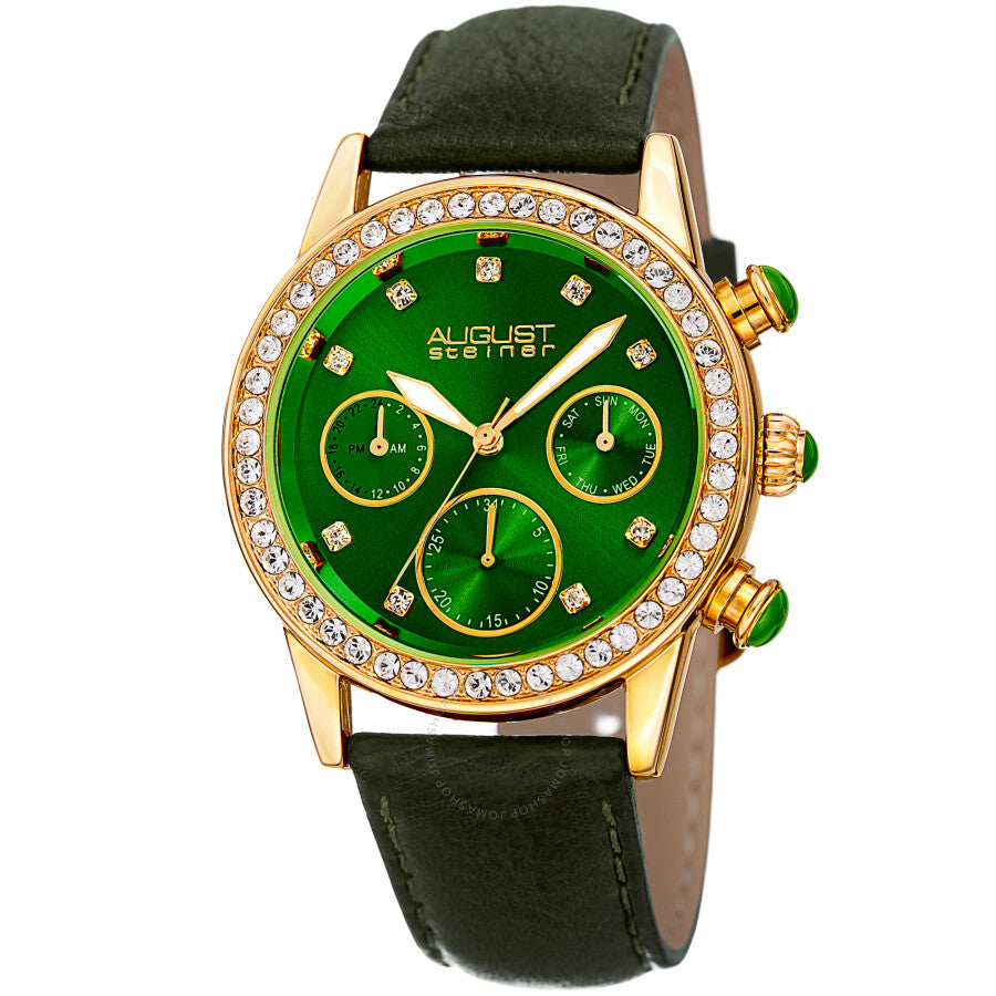 August Steiner Quartz Crystal Green Dial Ladies Watch AS8236GN - The Watches Men & Co