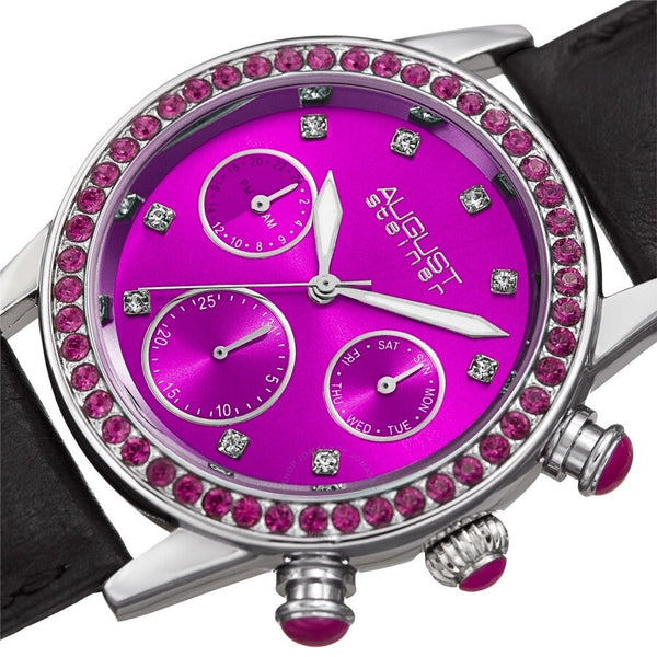 August Steiner Quartz Crystal Purple Dial Ladies Watch AS8236PK - The Watches Men & Co #2