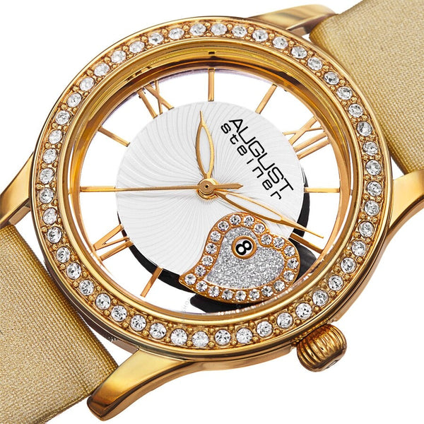 August Steiner Quartz Crystal White Dial Ladies Watch AS8176YG - The Watches Men & Co #2