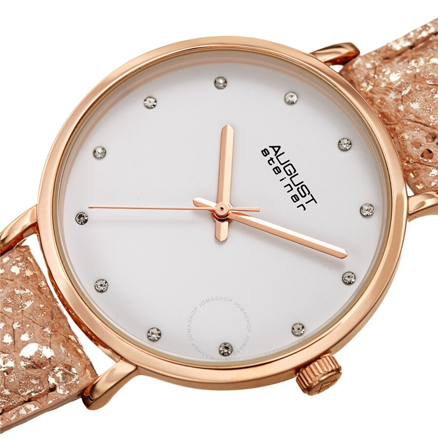August Steiner Quartz Crystal White Dial Ladies Watch AS8258RG - The Watches Men & Co #2