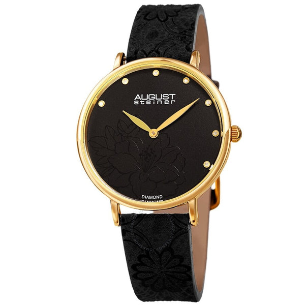August Steiner Quartz Diamond Black Dial Ladies Watch AS8242BK - The Watches Men & Co