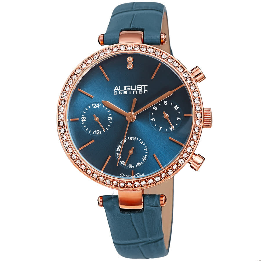 August Steiner Quartz Diamond Blue Dial Ladies Watch AS8288BU - The Watches Men & Co