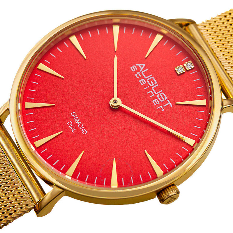 August Steiner Quartz Diamond Orange Dial Ladies Watch AS8207YG - The Watches Men & Co #2