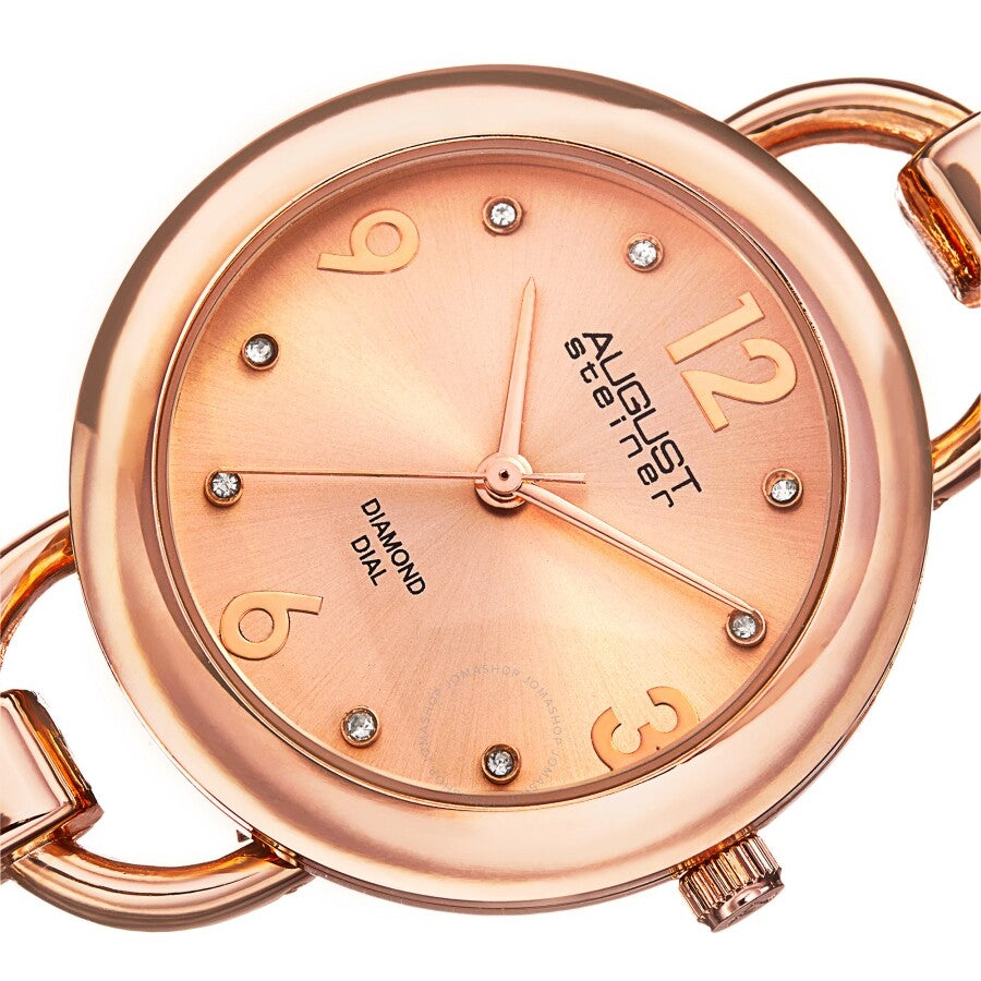 August Steiner Quartz Diamond Rose Dial Rose Gold-tone Ladies Watch AS8132RG - The Watches Men & Co #2