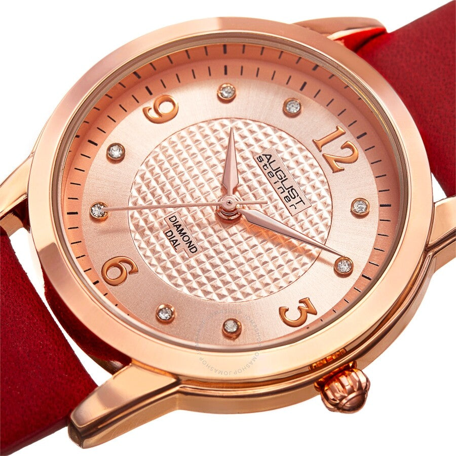 August Steiner Quartz Diamond Rose Gold Dial Ladies Watch AS8198RD - The Watches Men & Co #2