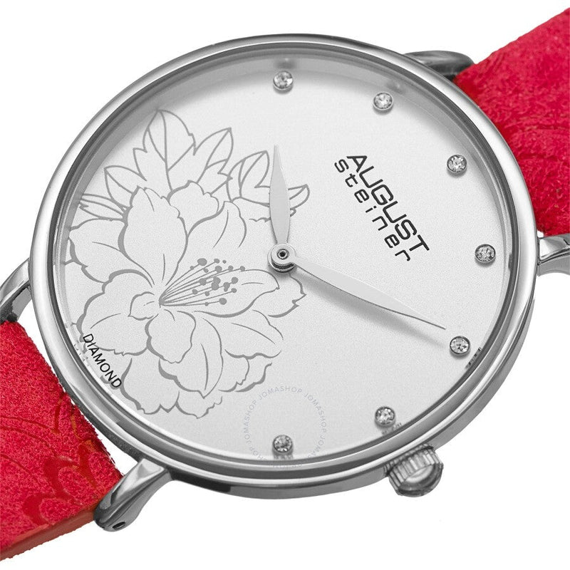 August Steiner Quartz Diamond Silver Dial Ladies Watch AS8242RD - The Watches Men & Co #2