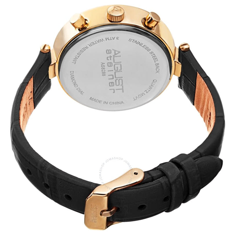 August Steiner Quartz Diamond Silver Dial Ladies Watch AS8288BK - The Watches Men & Co #4