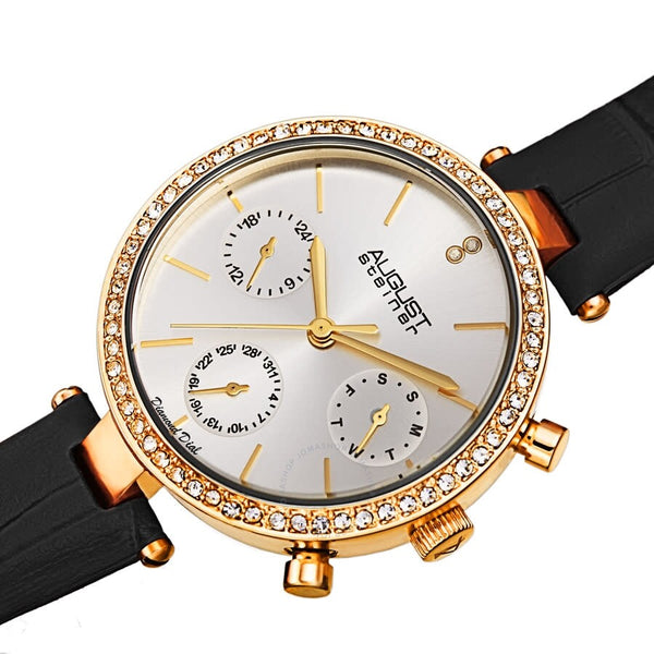 August Steiner Quartz Diamond Silver Dial Ladies Watch AS8288BK - The Watches Men & Co #2