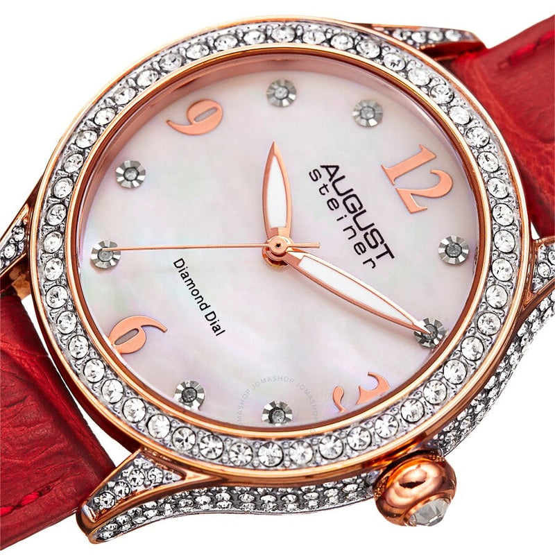 August Steiner Quartz Diamond White Dial Ladies Watch AS8188RD - The Watches Men & Co #2