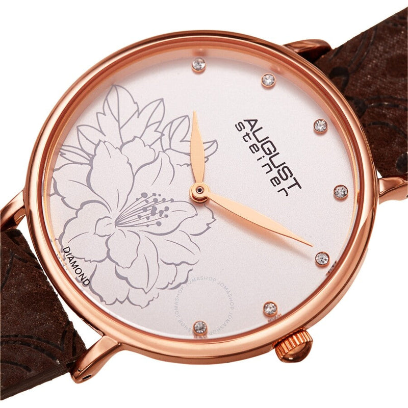 August Steiner Quartz Diamond White Dial Ladies Watch AS8242BR - The Watches Men & Co #2