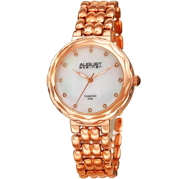 August Steiner Quartz Diamond White Dial Ladies Watch AS8248RG - The Watches Men & Co