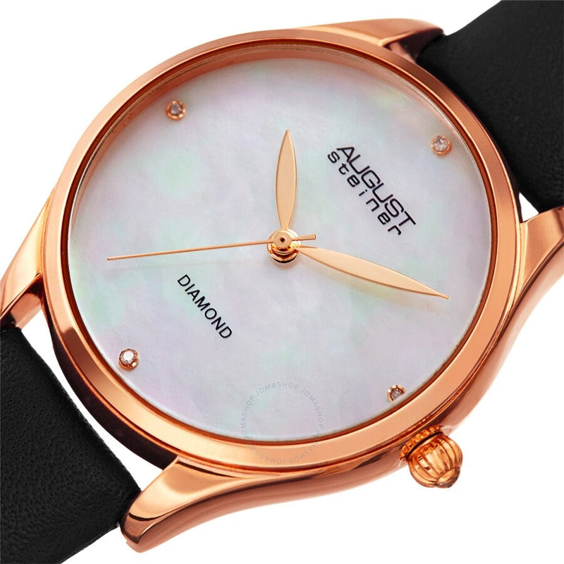 August Steiner Quartz Diamond White Dial Ladies Watch AS8254BK - The Watches Men & Co #2