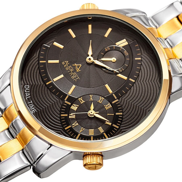 August Steiner Quartz Dual Time Grey Dial Two-tone Men's Watch AS8210TTG - The Watches Men & Co #2