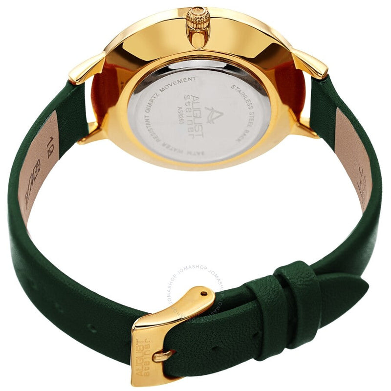 August Steiner Quartz Green Dial Green Leather Ladies Watch AS8263GN - The Watches Men & Co #4