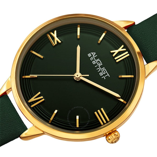August Steiner Quartz Green Dial Green Leather Ladies Watch AS8263GN - The Watches Men & Co #2