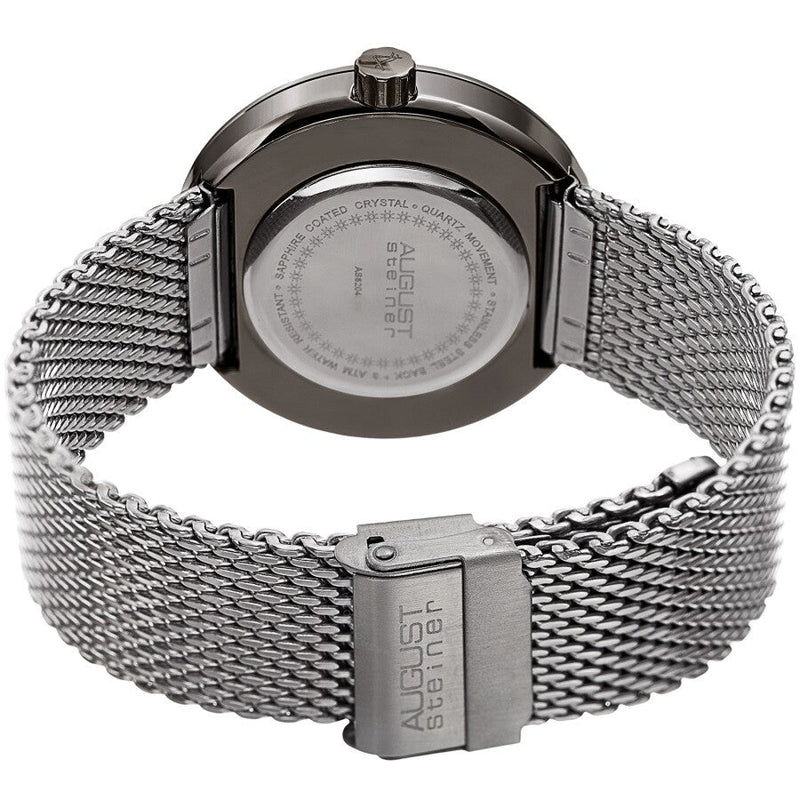 August Steiner Quartz Grey Dial Silver-tone Mesh Men's Watch AS8204SSGN - The Watches Men & Co #4