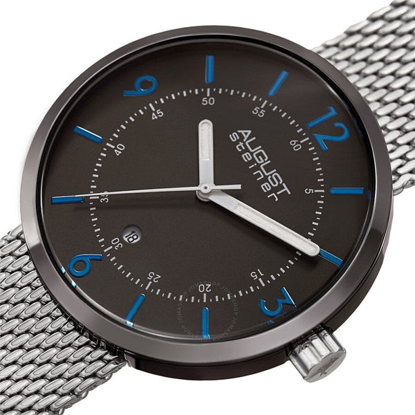 August Steiner Quartz Grey Dial Silver-tone Mesh Men's Watch AS8204SSGN - The Watches Men & Co #2