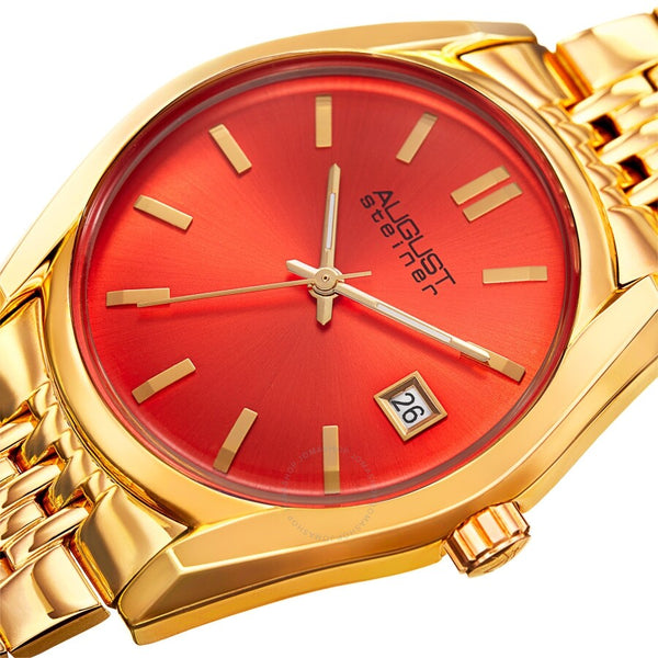 August Steiner Quartz Orange Dial Ladies Watch AS8235YGOR - The Watches Men & Co #2