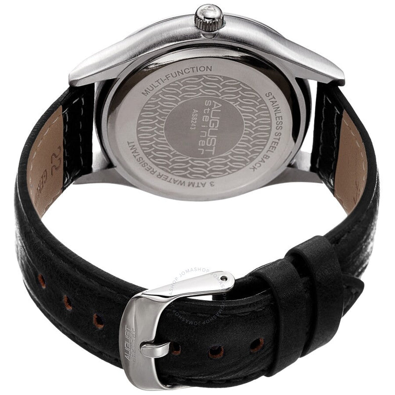 August Steiner Quartz Silver Dial Black Leather Men's Watch AS8243SSBK - The Watches Men & Co #4