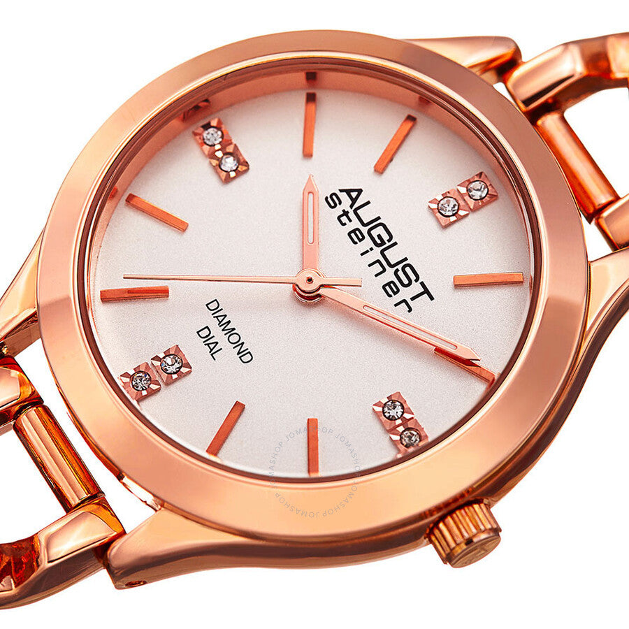 August Steiner Quartz Silver Dial Rose Gold-tone Ladies Watch AS8222RG - The Watches Men & Co #2