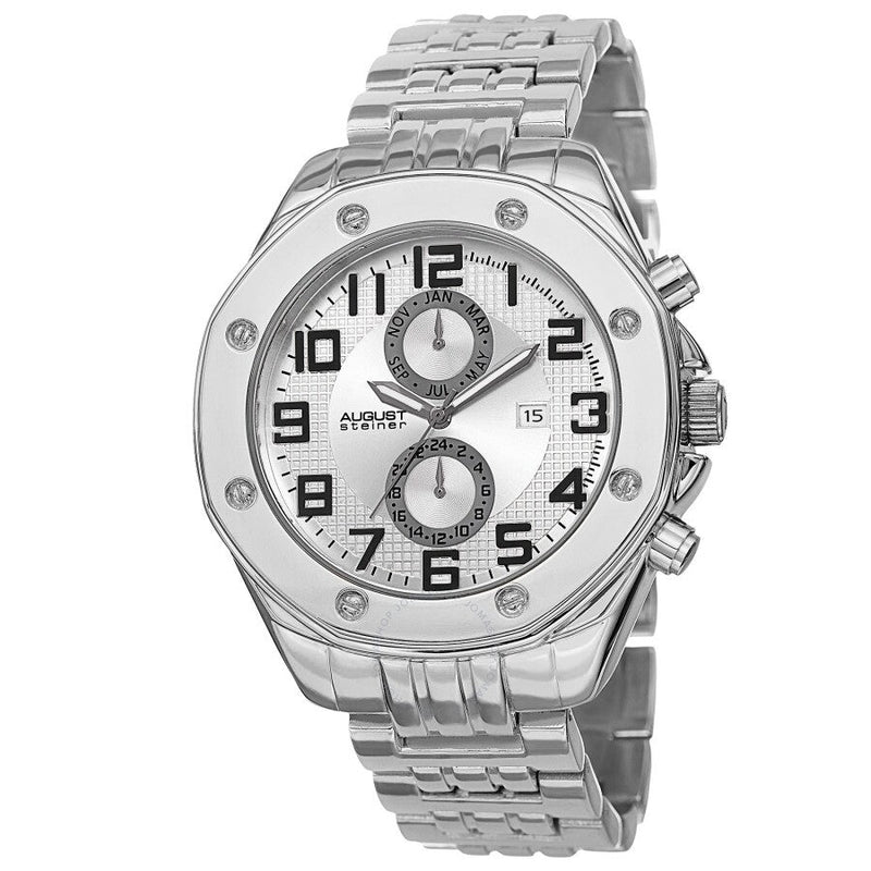August Steiner Quartz Silver Dial Silver-tone Alloy Men's Watch AS8140SS - The Watches Men & Co
