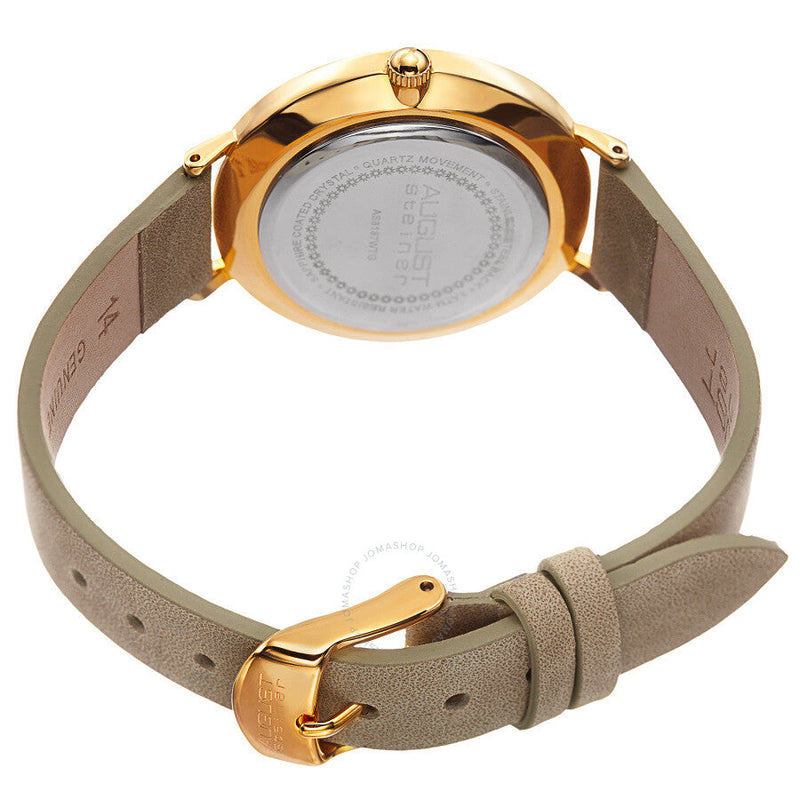 August Steiner Quartz White Dial Beige Leather Ladies Watch AS8187WTG - The Watches Men & Co #4