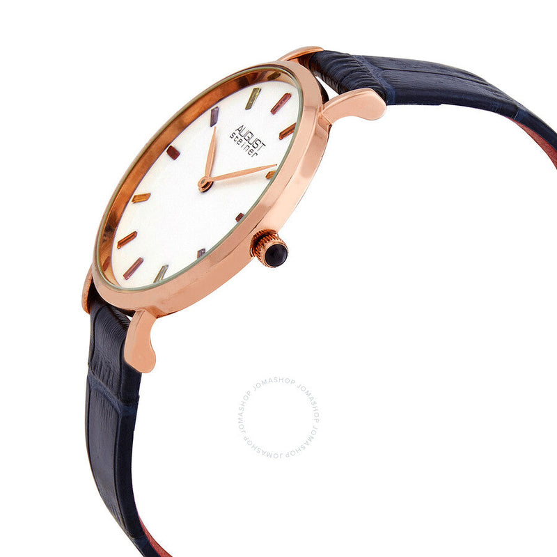 August Steiner Quartz White Dial Blue Leather Ladies Watch AS8287BU - The Watches Men & Co #2