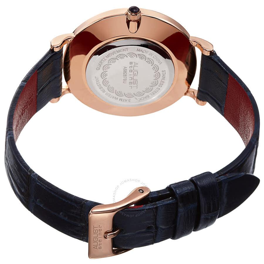 August Steiner Quartz White Dial Blue Leather Ladies Watch AS8287BU - The Watches Men & Co #4