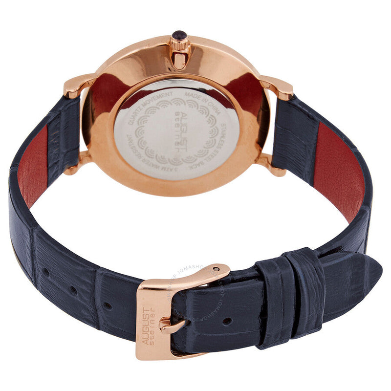August Steiner Quartz White Dial Blue Leather Ladies Watch AS8287BU - The Watches Men & Co #3