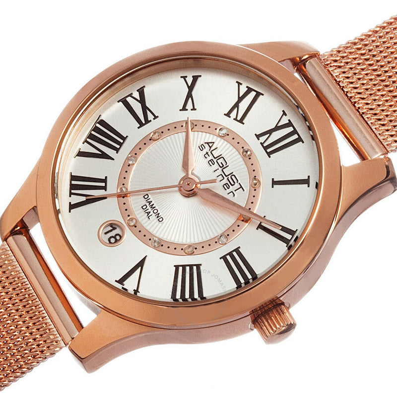 August Steiner Silver Dial Ladies Watch AS8094RG - The Watches Men & Co #2
