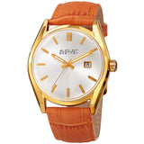 August Steiner Silver Dial Orange Leather Ladies Watch AS8221OR - The Watches Men & Co