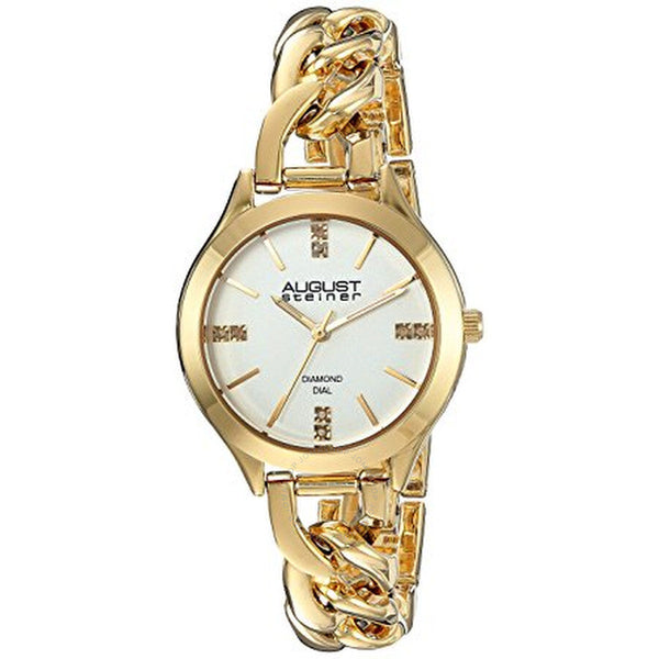 August Steiner Silver Dial Yellow Gold-tone Ladies Watch AS8222YG - The Watches Men & Co