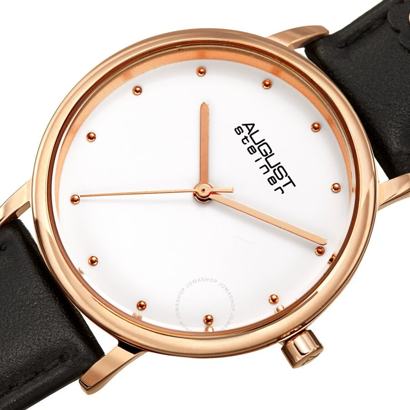 August Steiner Quartz White Dial Ladies Watch AS8260BK - The Watches Men & Co #2